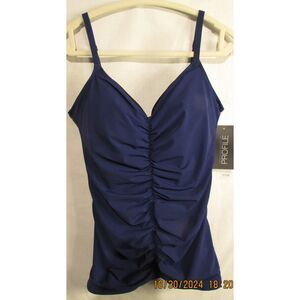 Profile Women's swim tankini top blue new with tags d-cup 40D full bra inside